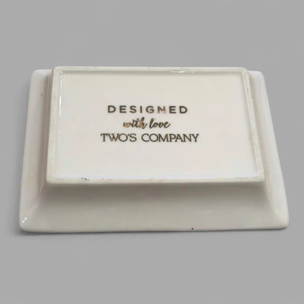 Ceramic Jewelry Trinket Tray - White Black Lavender “Loved” Gifting
